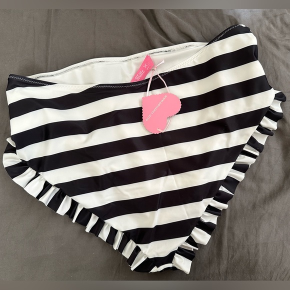 Sugar Thrillz Make My Debut Striped Ruffle Bikini Set - Black/White Barbiecore - Picture 3 of 12